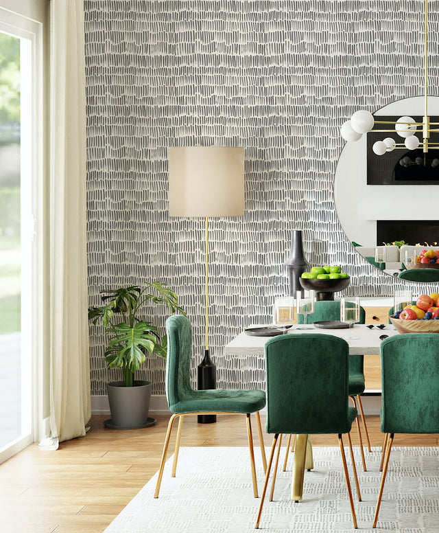 Bailey Brush Stroke Black Peel & Stick Wallpaper with Modern Abstract Geometric Pattern - My Style MS6130