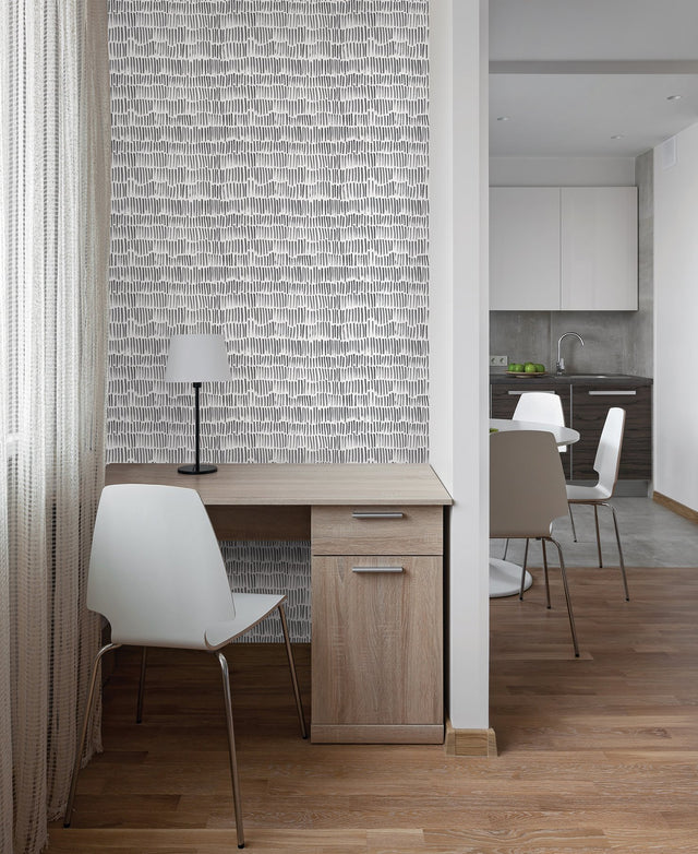 Bailey Brush Stroke Black Peel & Stick Wallpaper with Modern Abstract Geometric Pattern - My Style MS6130