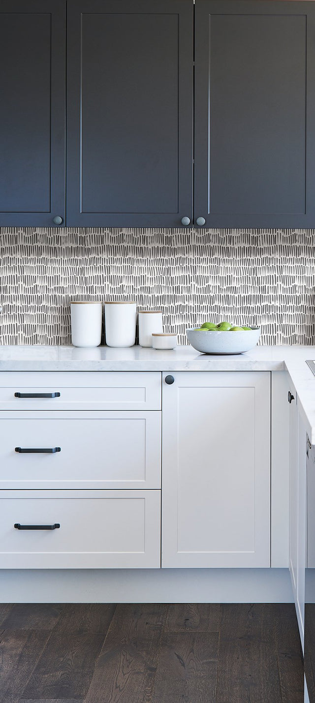 Bailey Brush Stroke Black Peel & Stick Wallpaper with Modern Abstract Geometric Pattern - My Style MS6130