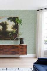 Ivan Broken Chevron Green Peel & Stick Wallpaper with Coastal Graphic Chevron Pattern - Brewster MS6133
