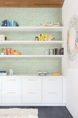 Ivan Broken Chevron Green Peel & Stick Wallpaper with Coastal Graphic Chevron Pattern - Brewster MS6133