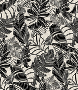 Pindo Wood Cut Palm Black Peel & Stick Wallpaper with Botanical Leaf Pattern, Bohemian Style - MS6136