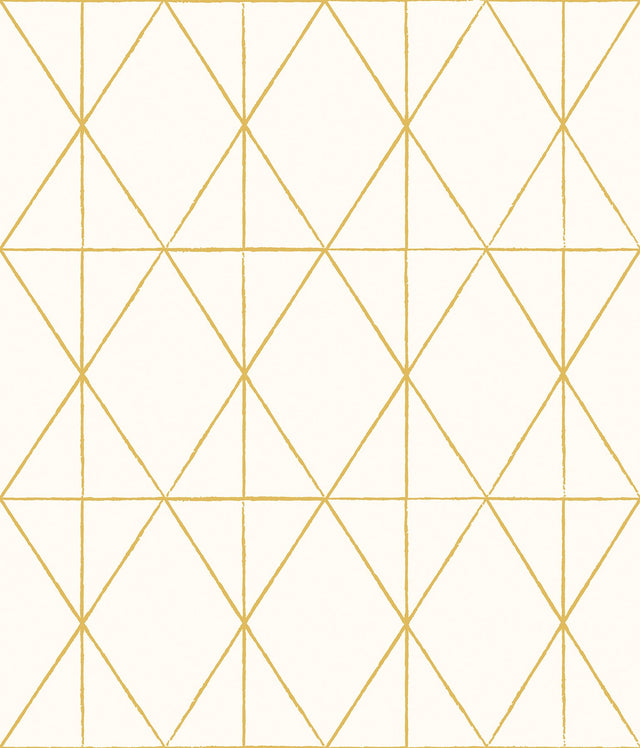 Lennon Gold Geo Peel & Stick Wallpaper with Metallic Geometric Diamond Grid - My Style MS6138