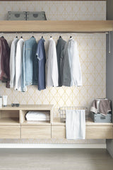 Lennon Gold Geo Peel & Stick Wallpaper with Metallic Geometric Diamond Grid - My Style MS6138