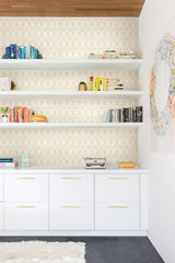 Lennon Gold Geo Peel & Stick Wallpaper with Metallic Geometric Diamond Grid - My Style MS6138