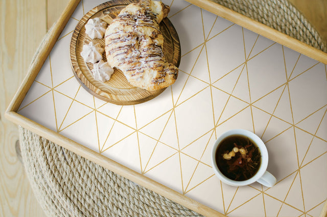 Lennon Gold Geo Peel & Stick Wallpaper with Metallic Geometric Diamond Grid - My Style MS6138