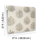 Miramar Sand by York Wallcoverings Coastal Botanical Palm Leaf Wallpaper Taupe Grey on Cream Non Woven Montecito Collection - MT5604