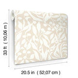 Olive Mill Beach Beige and White Botanical Leaf Silhouette Coastal Wallpaper by York Wallcoverings Montecito Collection - MT5613