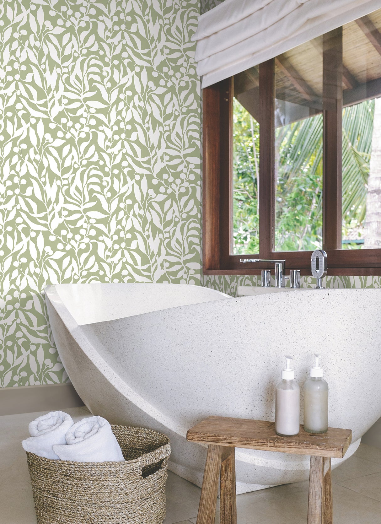 Olive Mill Palm by York Wallcoverings Botanical Non Woven Wallpaper, 20.5 in x 33 ft – York Wallcoverings MT5614