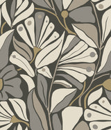 Cabana Club Onyx botanical wallpaper with metallic accents by York Wallcoverings