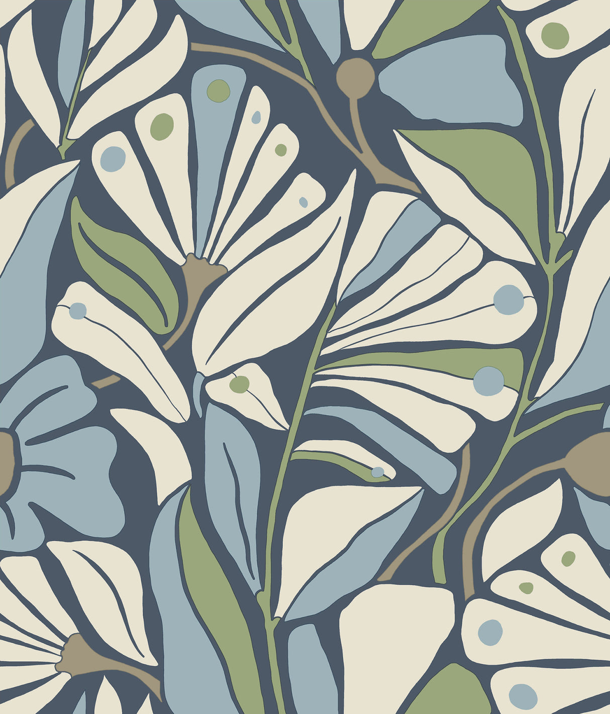 York Wallcoverings Cabana Club Sea Wallpaper MT5628 botanical fronds in blues and green