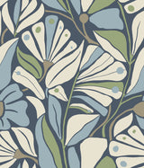 York Wallcoverings Cabana Club Sea Wallpaper MT5628 botanical fronds in blues and green