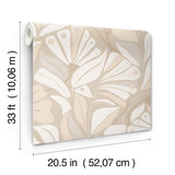 Cabana Club Fog by York Wallcoverings Bohemian Floral Botanical Coastal Non Woven Wallpaper, 20.5-in x 33-ft, Montecito Collection - MT5629