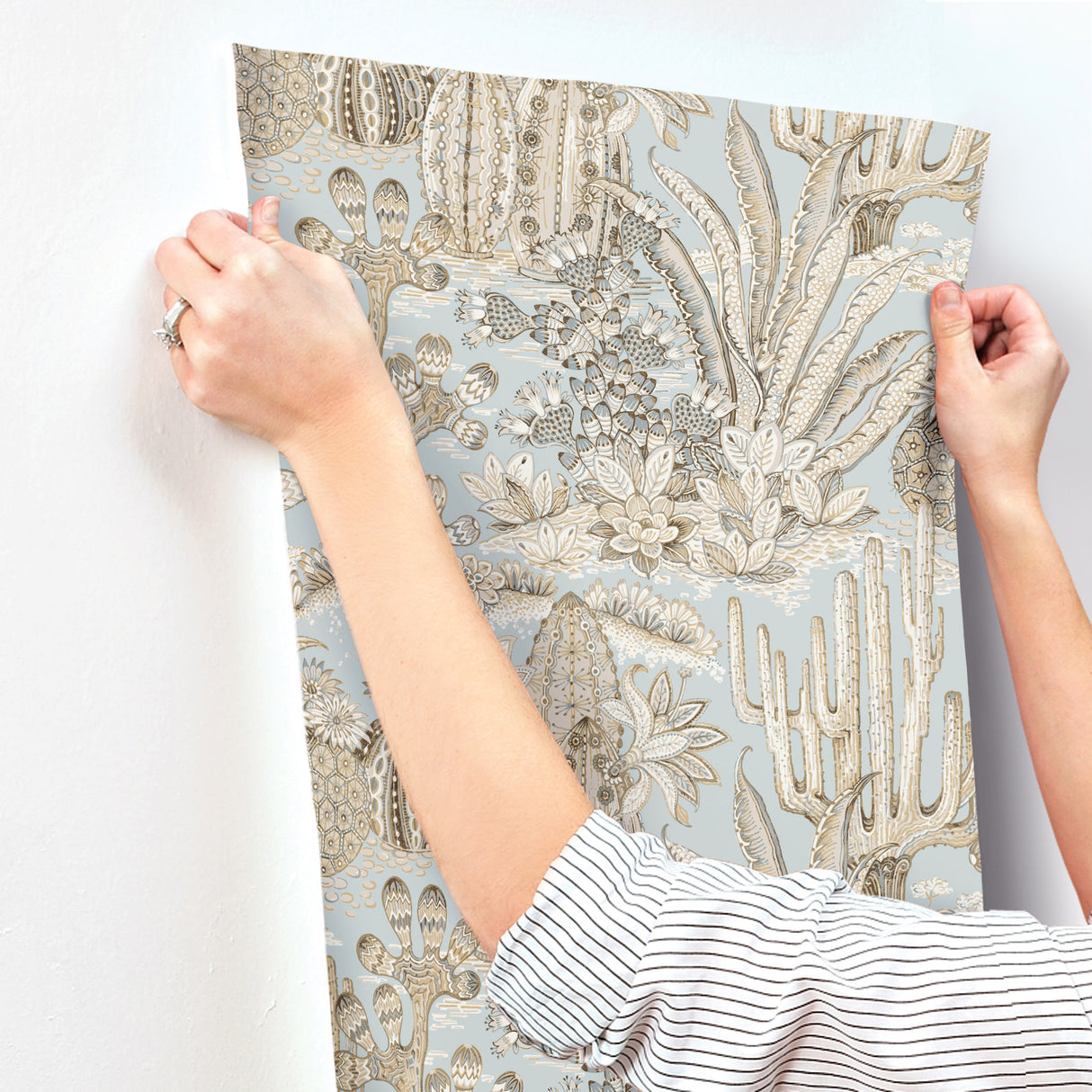 Lotus Land Cacti Sky Blue by York Wallcoverings Novelty Wallpaper – York Wallcoverings MT5634