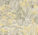Lotus Land Cacti Sunshine wallpaper by York Wallcoverings MT5635 showing yellow cactus botanical pattern