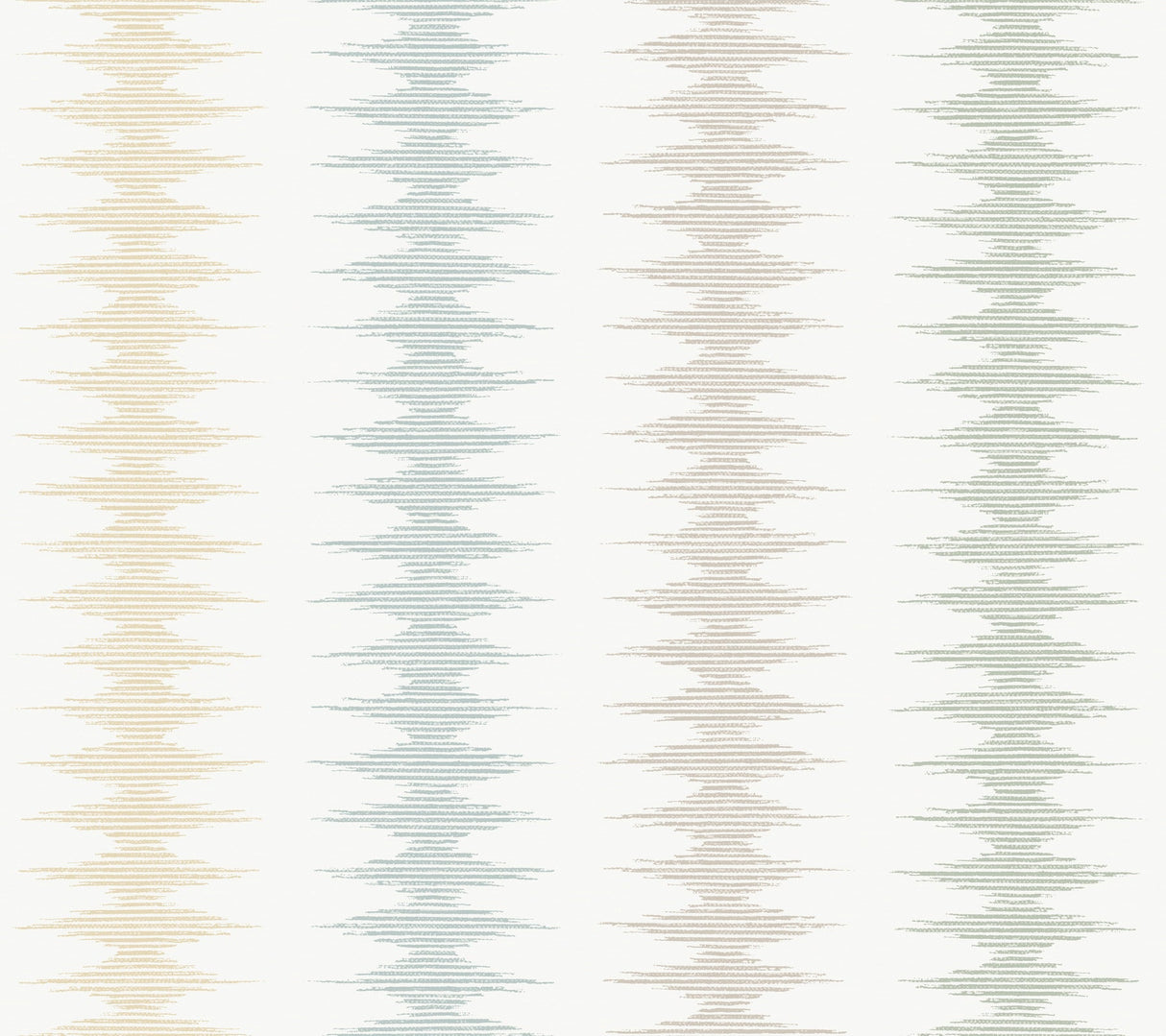 York Woven Desert Coastal wallpaper with serrated vertical stripes in ochre, teal, beige, and sage.