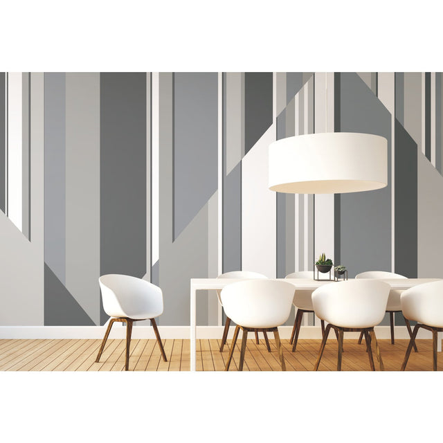 Pinwheel Stripe Grey Wall Mural with Geometric Stripe Pattern - York MU0242M