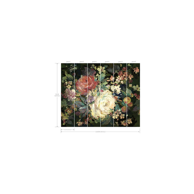 Impressionist Floral Red & Black Wall Mural with Oversized Painterly Flower Motif - York MU0246M