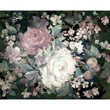 Impressionist Floral Pink & Black Wall Mural with Painterly Flower Motif - York MU0247M