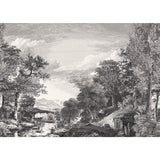 Provincial Scenic Black Wall Mural with Traditional Toile Landscape - York MU0270M