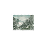 Provincial Scenic Teal Wall Mural with Traditional Scenic Toile Motif - York MU0272M