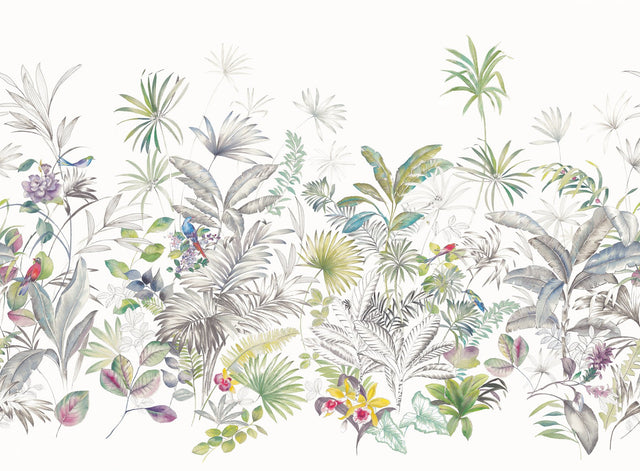 Tropical Green Sisal Grasscloth Wall Mural with Botanical Tropical Study Pattern - York MU0278M