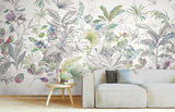Tropical Green Sisal Grasscloth Wall Mural with Botanical Tropical Study Pattern - York MU0278M