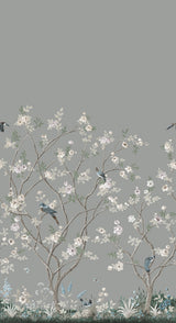 Lingering Garden Grey Chinoiserie Floral Wall Mural - York MU0313M
