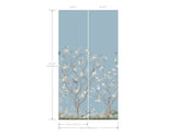 Lingering Garden Sky Blue Wallpaper Mural with Traditional Floral Birds Pattern - York MU0314M