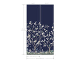 Lingering Garden Navy Wall Mural with Traditional Floral Chinoiserie Motif - York MU0315M