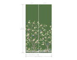 Lingering Garden Green Wall Mural with Chinoiserie Floral and Bird Motif - York MU0316M