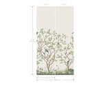 Lingering Garden White Sisal Grasscloth Wall Mural with Traditional Chinoiserie Floral & Bird Motif - York MU0317MSISAL
