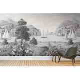 Safe Harbor Grey & Neutral Wall Mural with Nautical Scenic Pattern, Traditional Style - York MU0319M