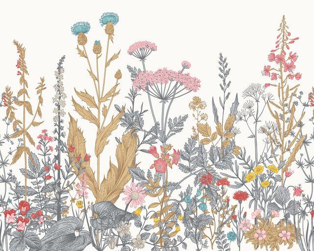 Botanical Fleur Multicolor Wall Mural with Modern Floral Pattern - Origin Murals MUR109M