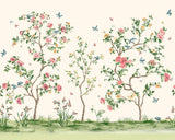 Pink Chinoiserie Floral Tree Wall Mural Pink - MUR193M
