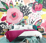 Vibrant Abstract Floral Multicolor Wall Mural with Whimsical Flowers Pattern - Origin Murals MUR251M