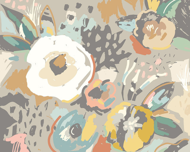 Neutral Abstract Floral Wall Mural Neutral - MUR253M