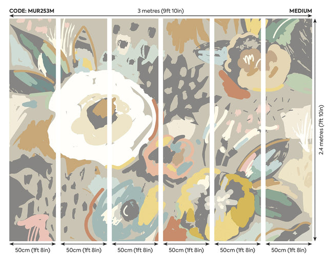 Neutral Abstract Floral Wall Mural Neutral - MUR253M