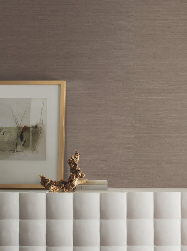 Sisal Grasscloth Brown Wallpaper with Woven Grass Texture - York MW9270