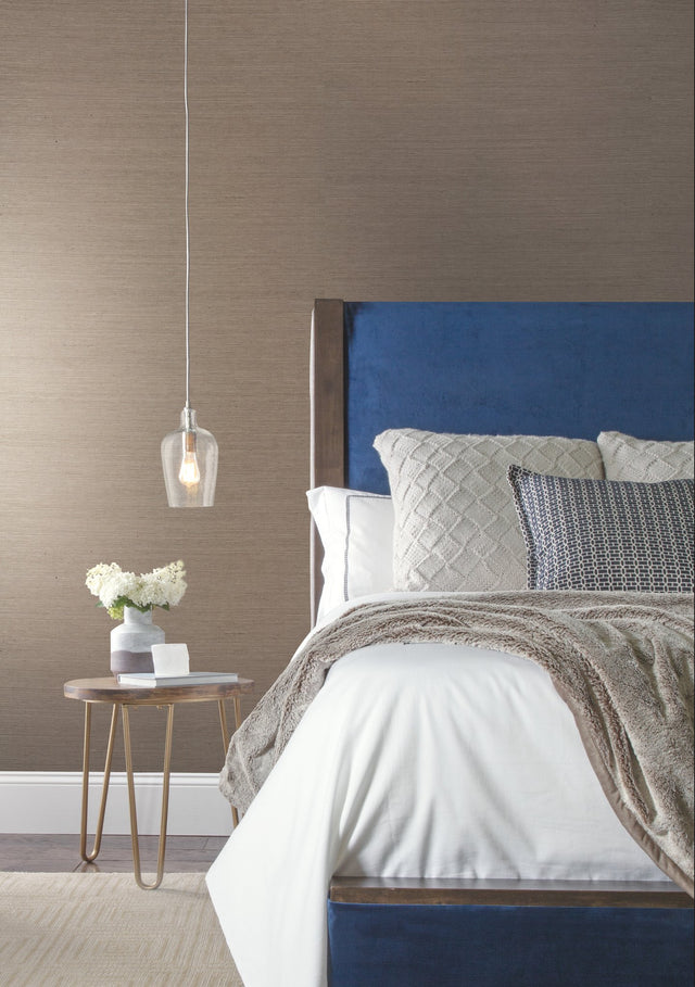 Sisal Grasscloth Brown Wallpaper with Woven Grass Texture - York MW9270