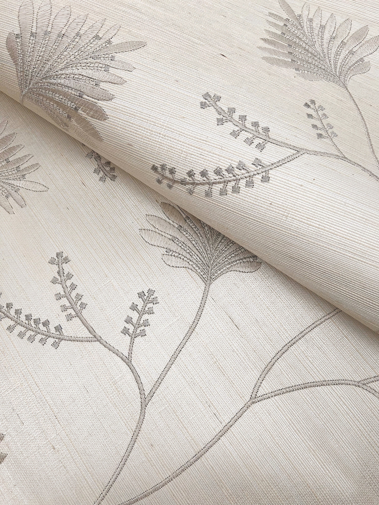 Laelynn Pearl by Ronald Redding Embroidered Sisal Grasscloth Wallpaper- York Designer Series MX9606