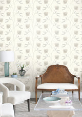 Laelynn Pearl by Ronald Redding Embroidered Sisal Grasscloth Wallpaper- York Designer Series MX9606
