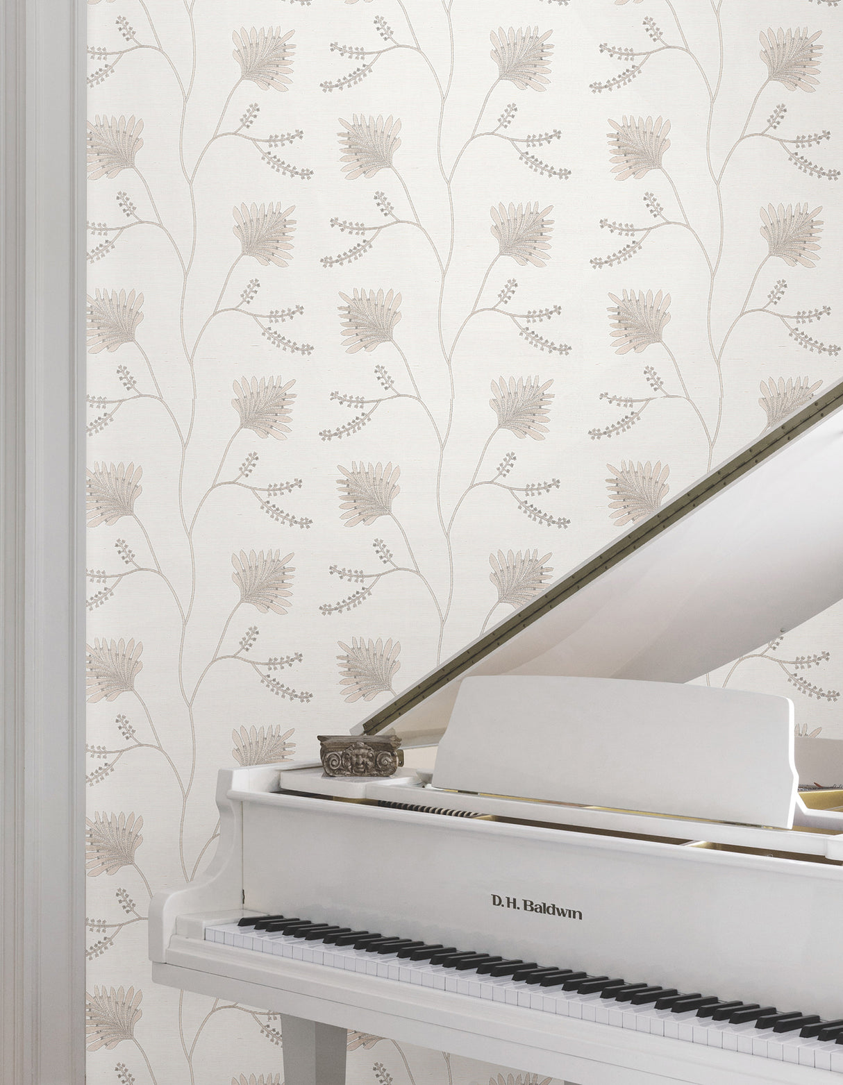 Laelynn Pearl by Ronald Redding Embroidered Sisal Grasscloth Wallpaper- York Designer Series MX9606
