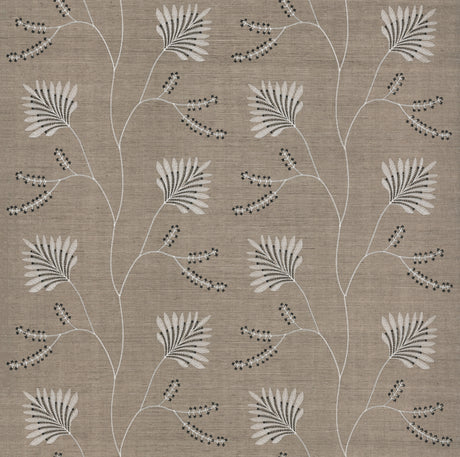 Laelynn Taupe embroidered sisal grasscloth wallpaper by Ronald Redding, 36 in x 24 ft roll.