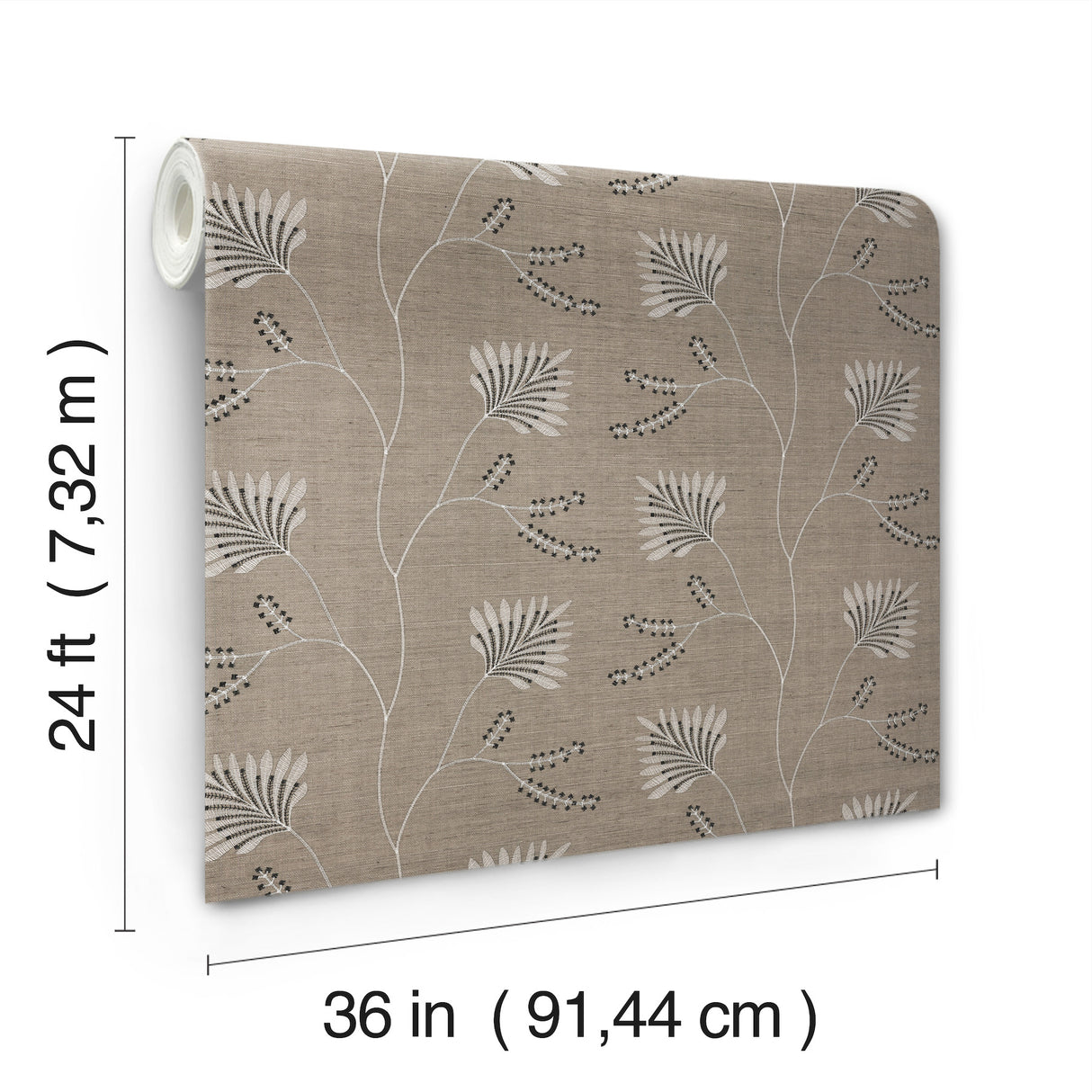Laelynn Taupe by Ronald Redding Embroidered Sisal Grasscloth Wallpaper – York Designer Series MX9607
