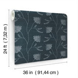 Laelynn Navy by Ronald Redding Embroidered Sisal Grasscloth Wallpaper- York Designer Series MX9608