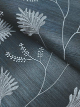 Laelynn Navy by Ronald Redding Embroidered Sisal Grasscloth Wallpaper- York Designer Series MX9608