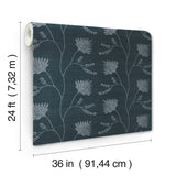Laelynn Navy by Ronald Redding Embroidered Sisal Grasscloth Wallpaper- York Designer Series MX9608