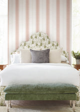 Tandem Stripe Brick by Ronald Redding Astoria Collection Contemporary Metallic Feathered Column Striped Non-Woven Wallpaper - MX9613
