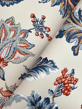 Monroe Navy by Ronald Redding Jacobean Floral Wallpaper- York Designer Series MX9621W